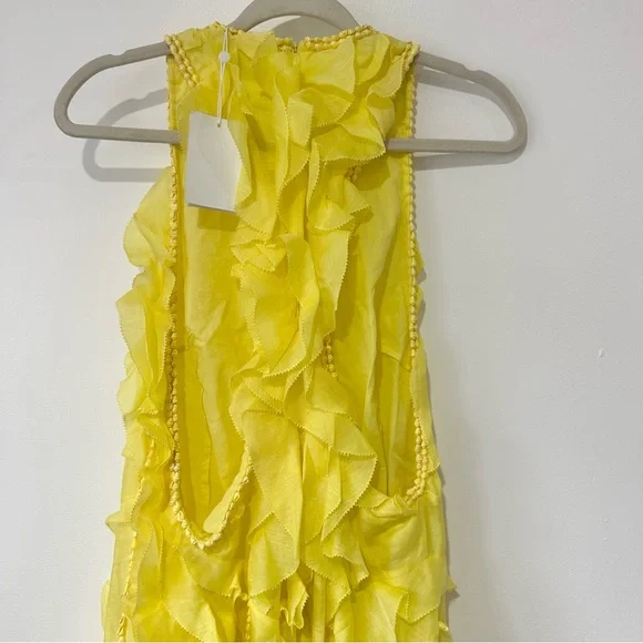 NWT Zimmermann Wonderland Yellow Ruffle Hi Low Dress